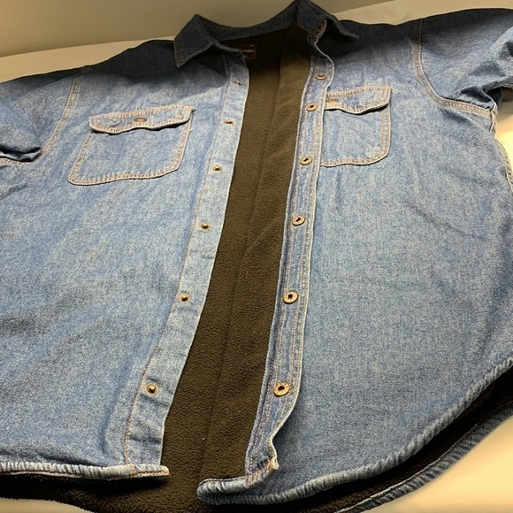 Roughshod Lined Trucker Denim Jean Shacket Jacket Size 46 Medium Blue Wash - Picture 3 of 12